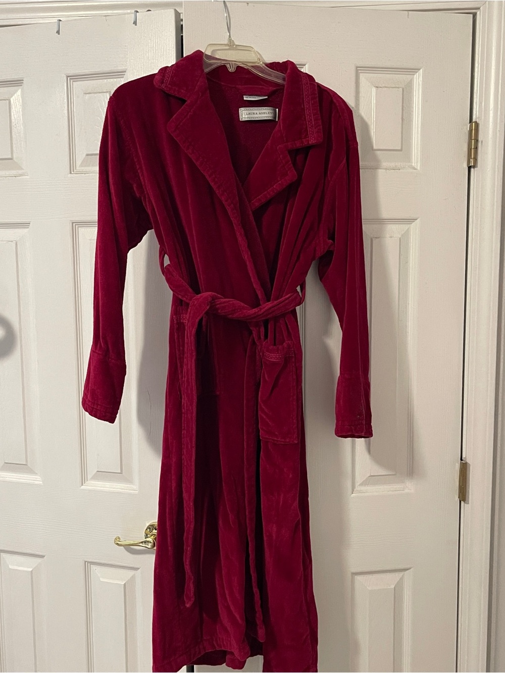 Laura Ashley Deep Berry Velvet Robe with Shawl Collar